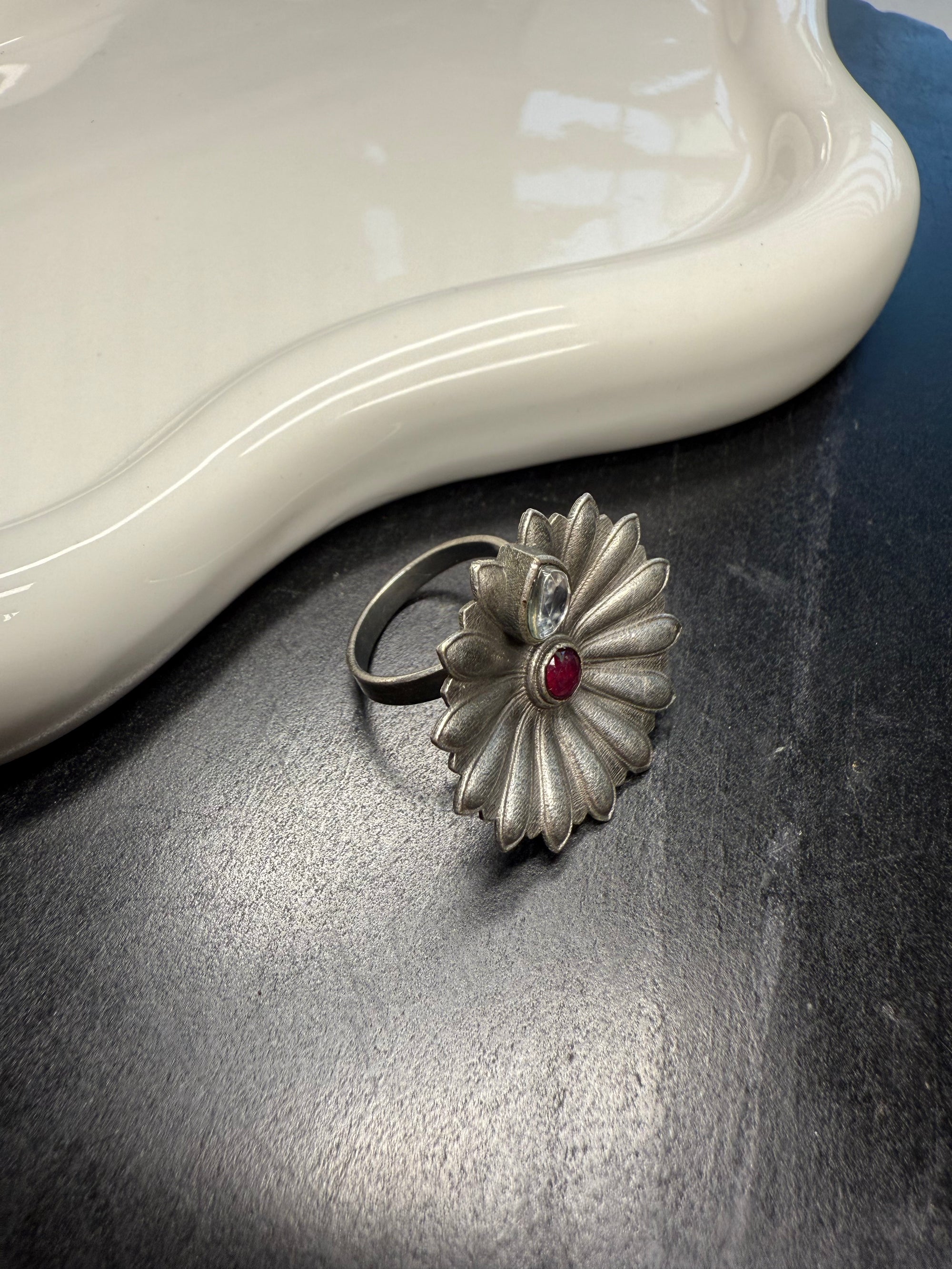 Elegant Red Floral Ring