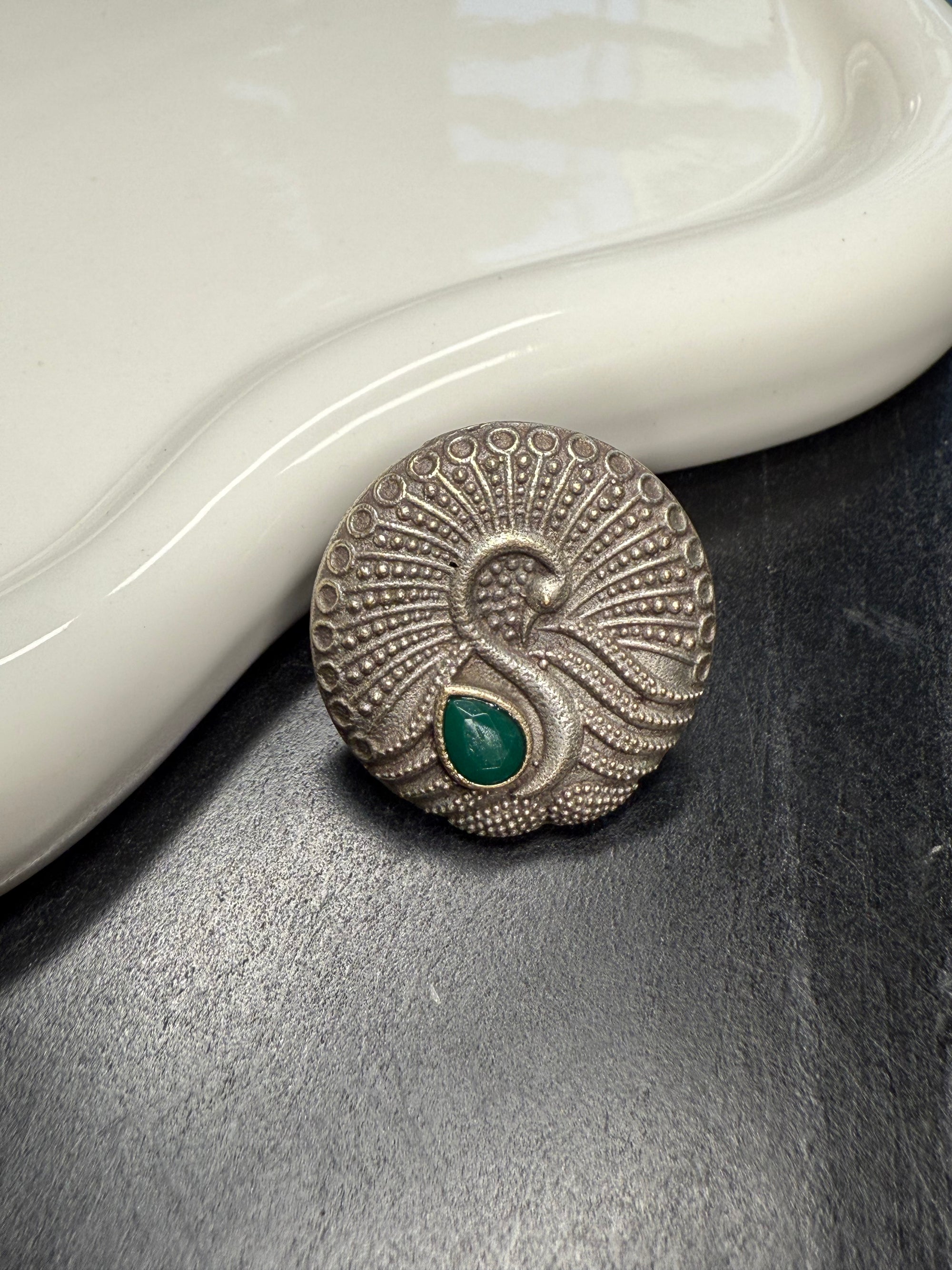Round Green Stone Ring