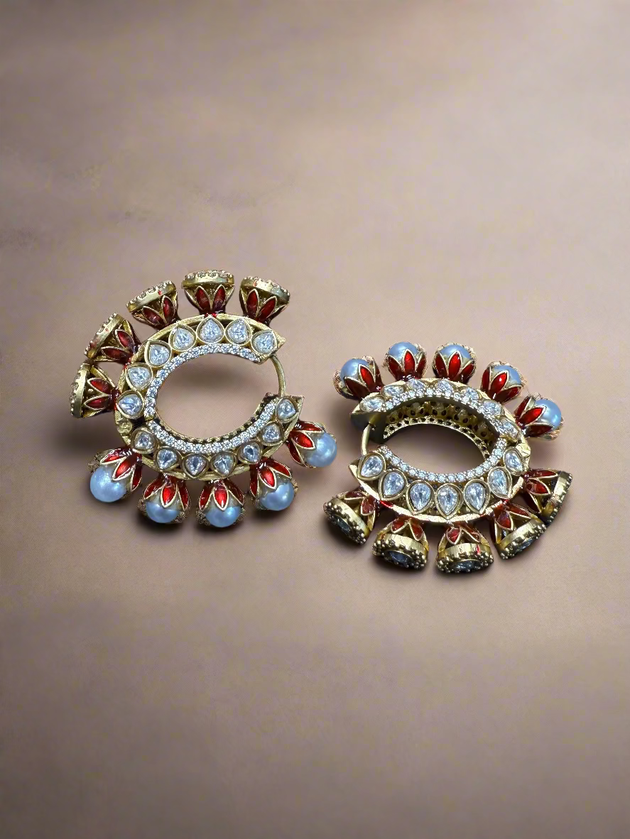 Dual Flower Hoops - White/Red