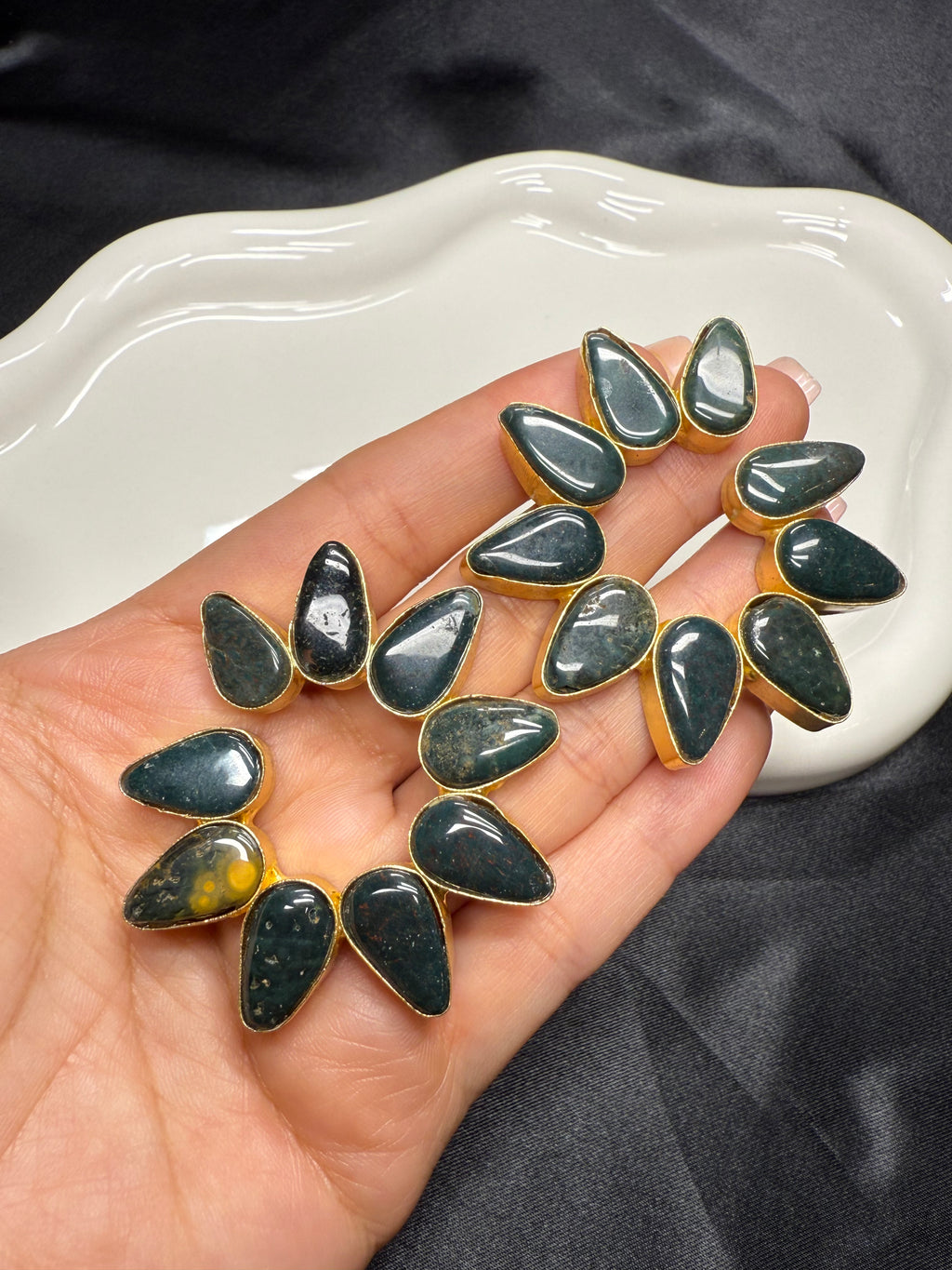 Round Black Teardrop Earrings