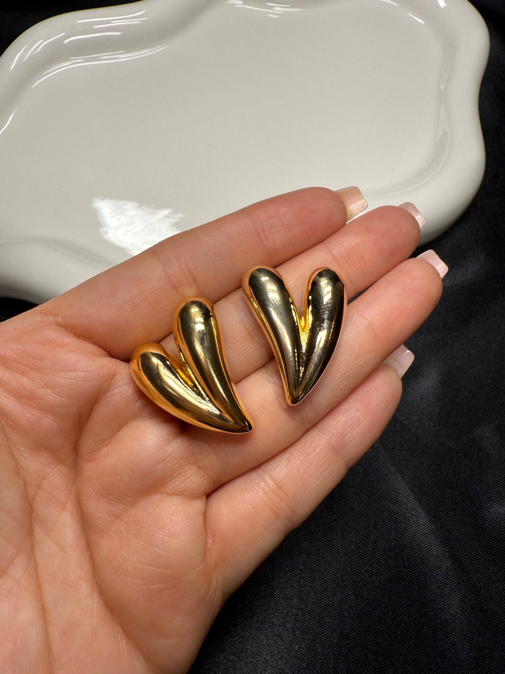 Gold Heart Studs