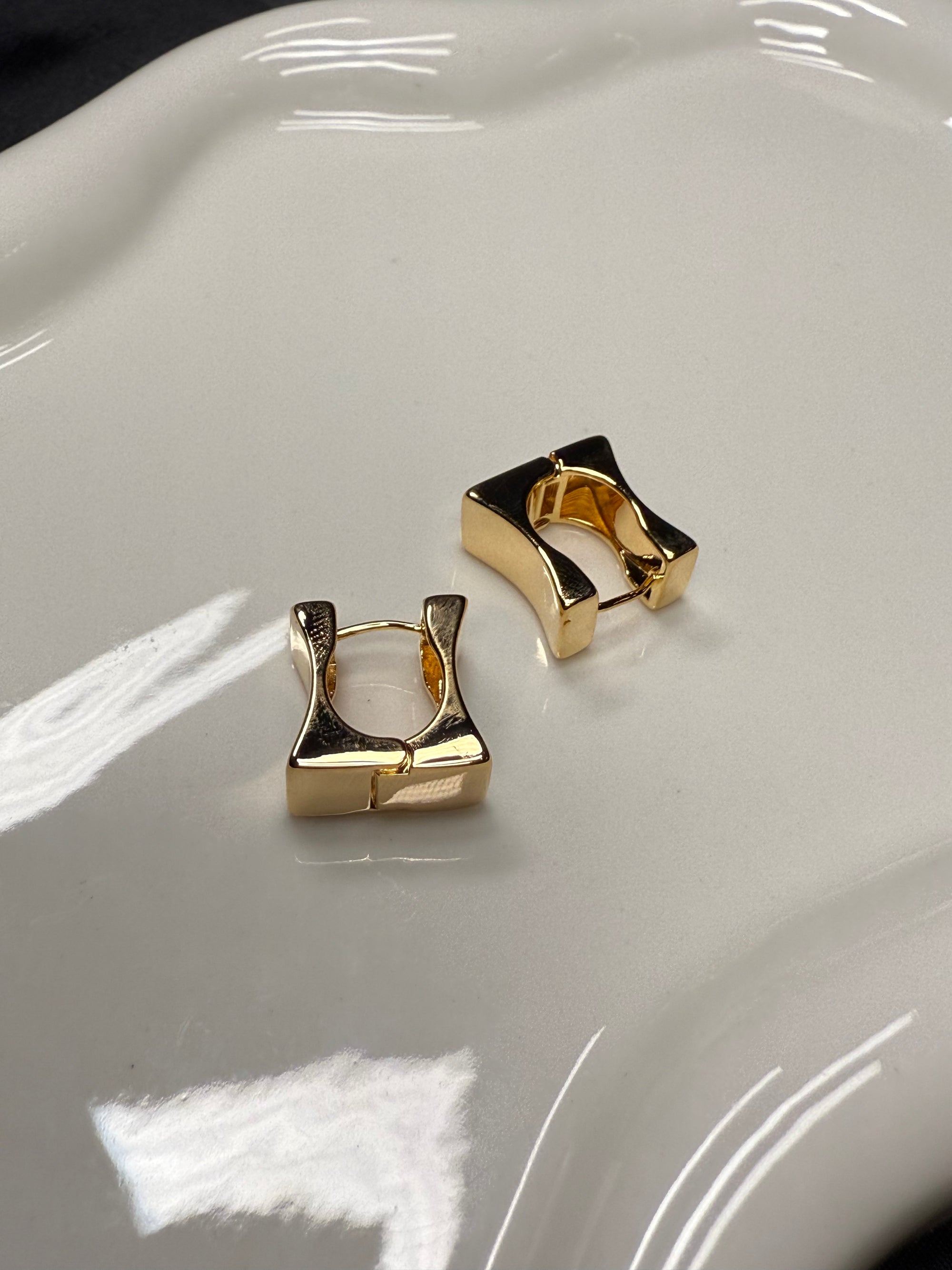 Gold Square Studs
