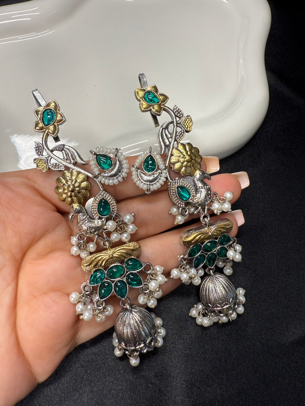 Dual Tone Green Earcuffs