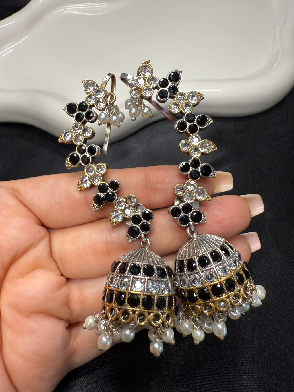 Dual Tone Black Ear Cuffs