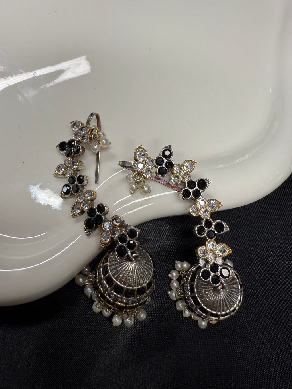 Dual Tone Black Ear Cuffs