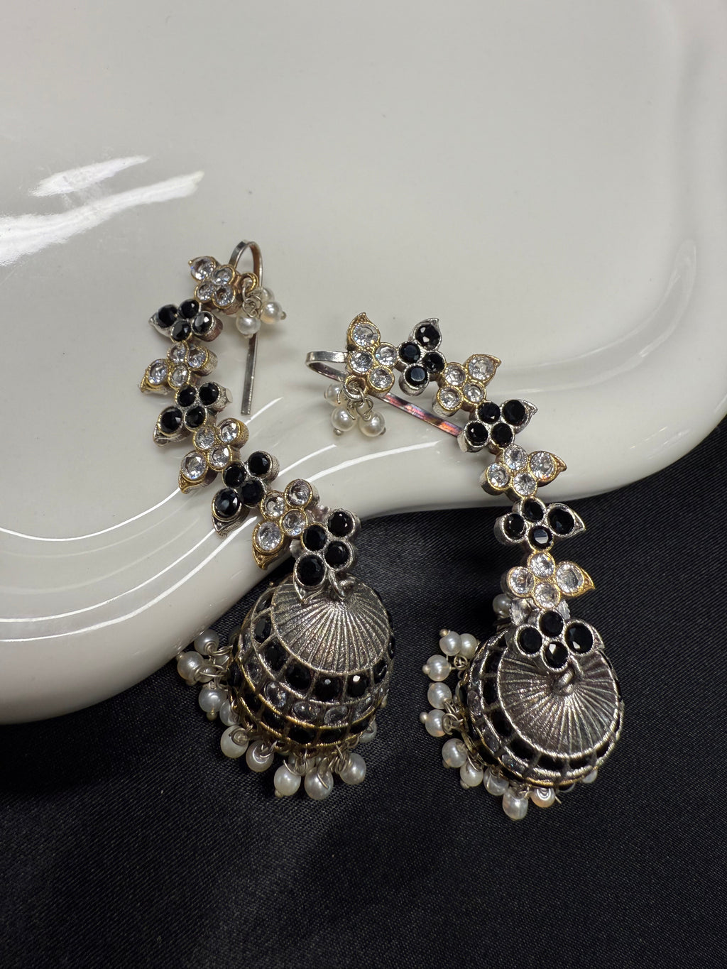 Dual Tone Black Ear Cuffs