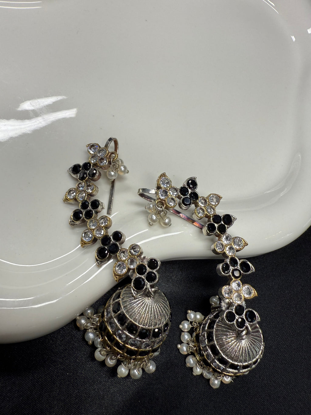 Dual Tone Black Ear Cuffs