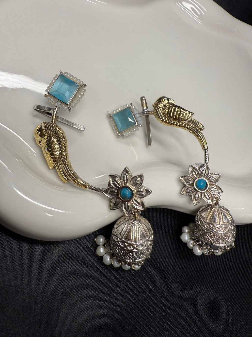 Dual Tone Blue Stone Cuffs