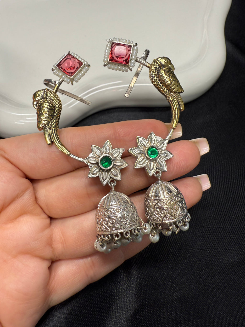 Dual Tone Pink Stone Cuffs