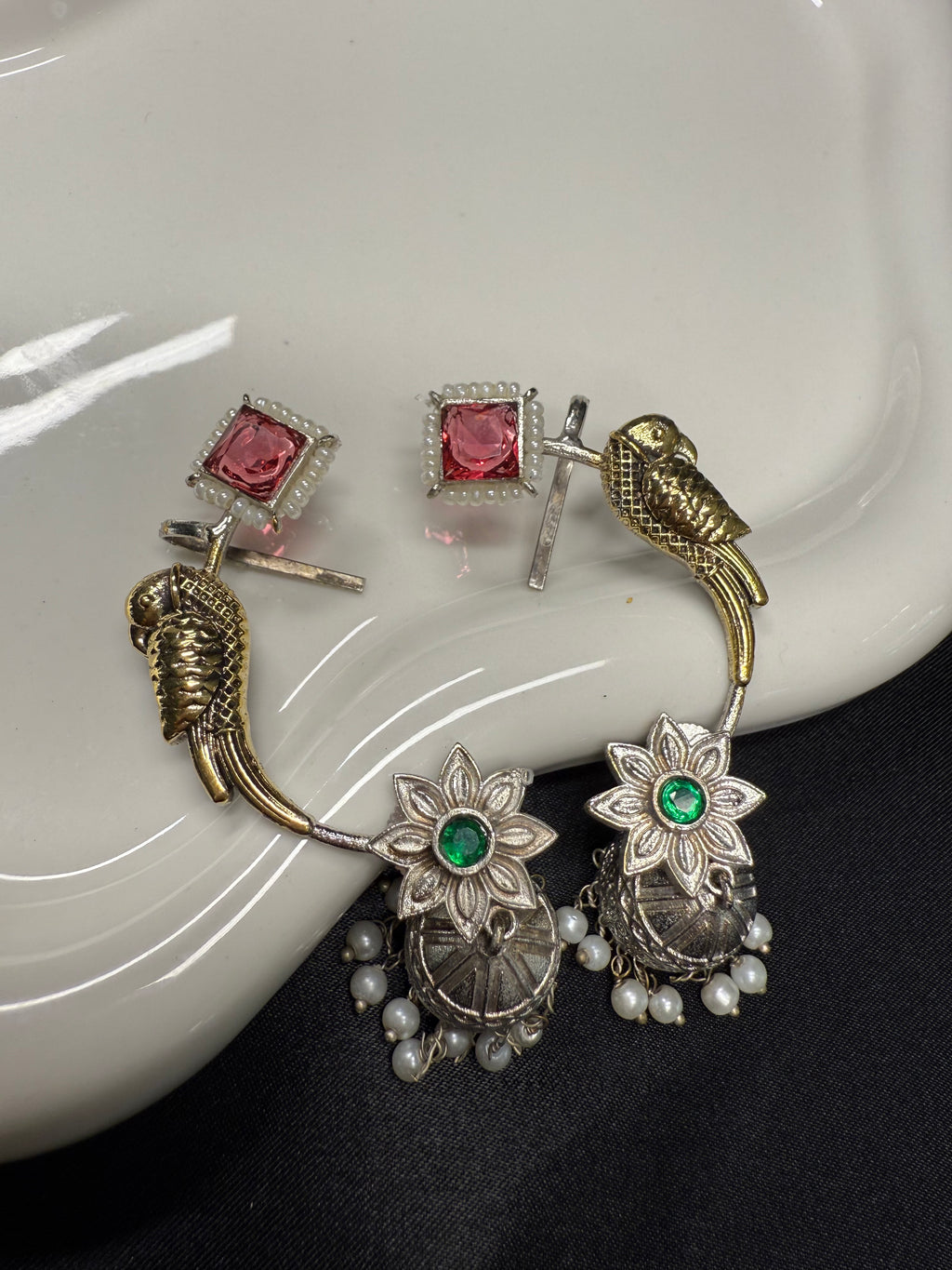 Dual Tone Pink Stone Cuffs