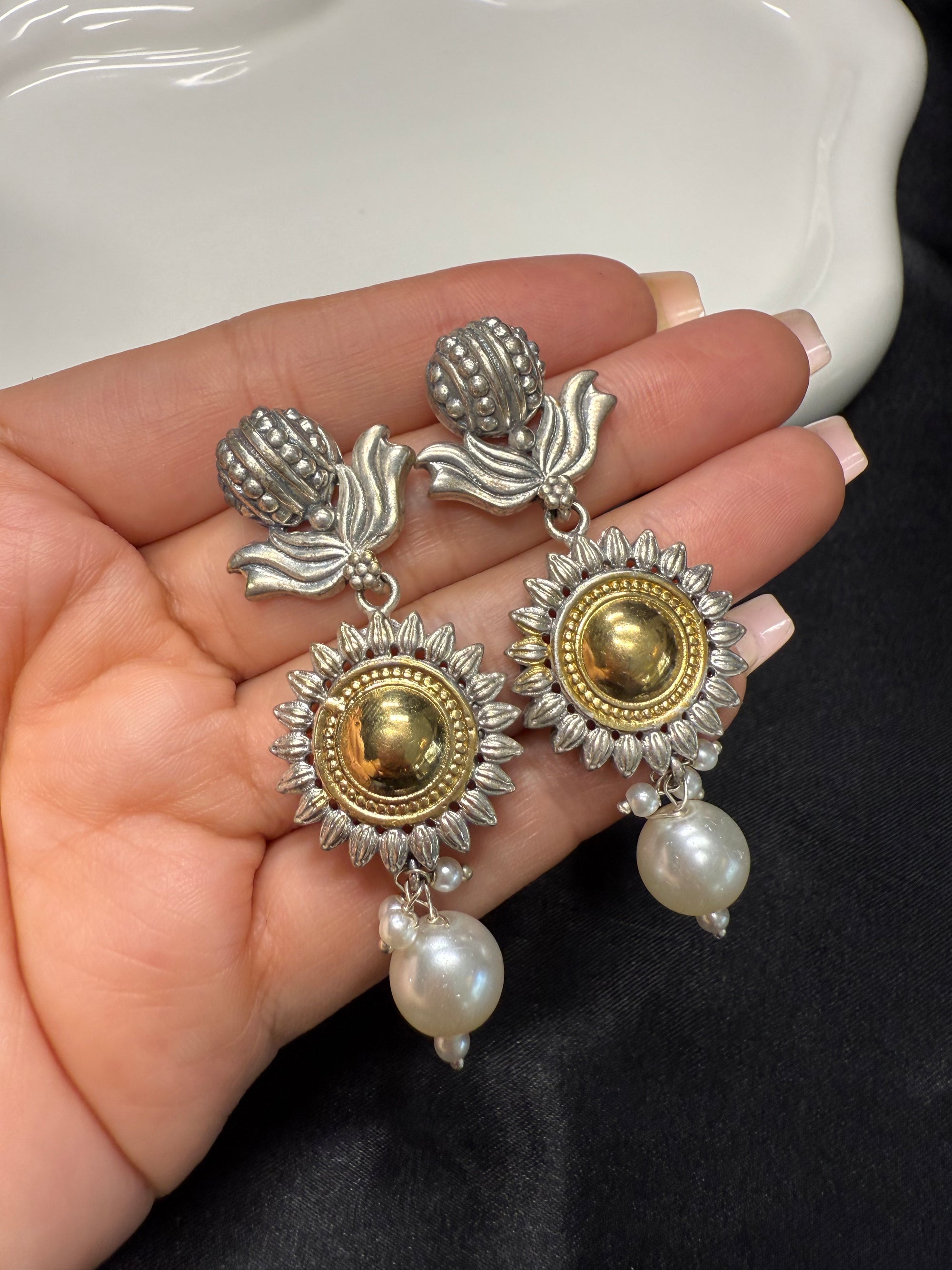 Chunky Dual Tone Earrings