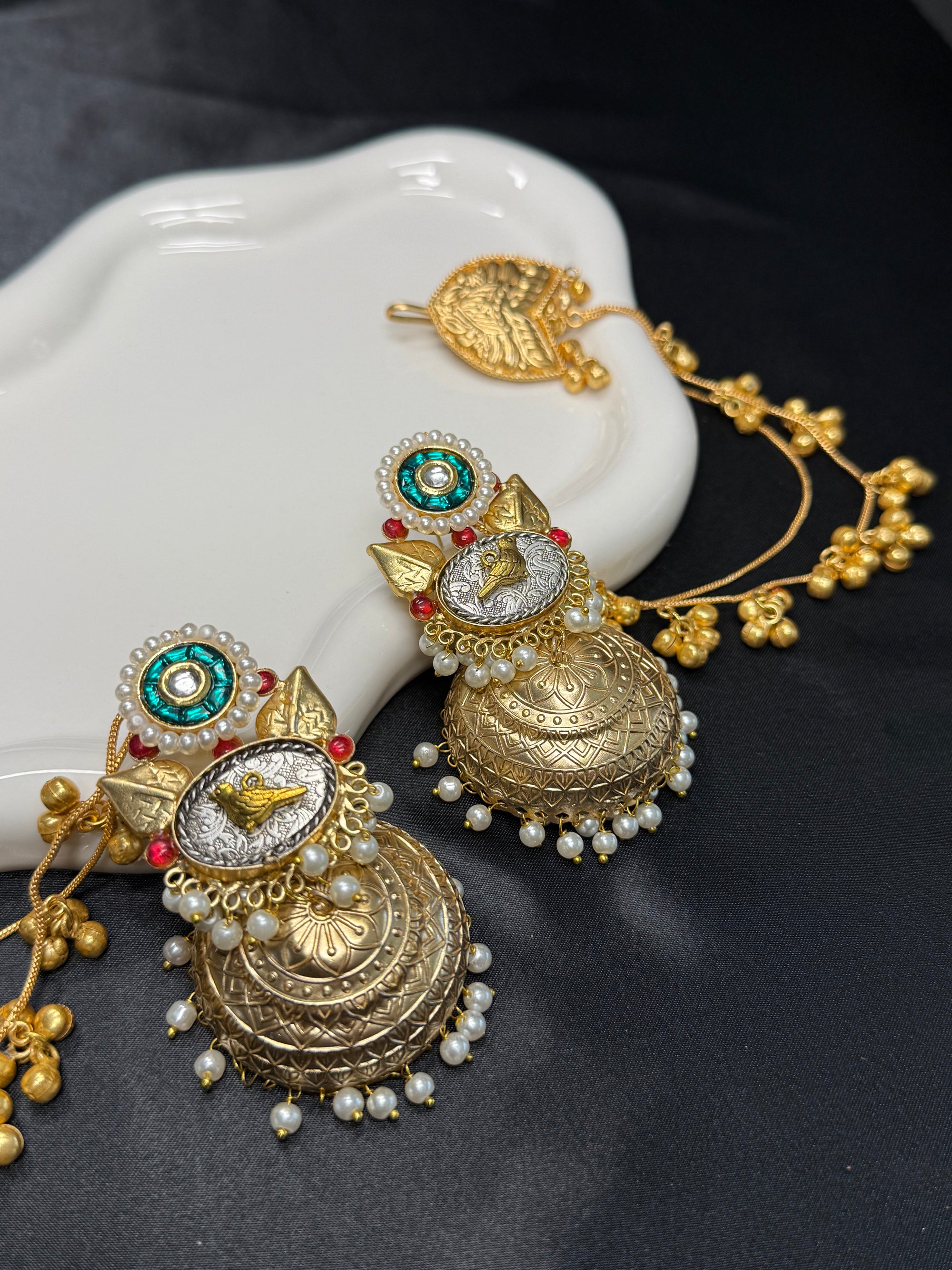 Statement Ear Chain with Jhumkas