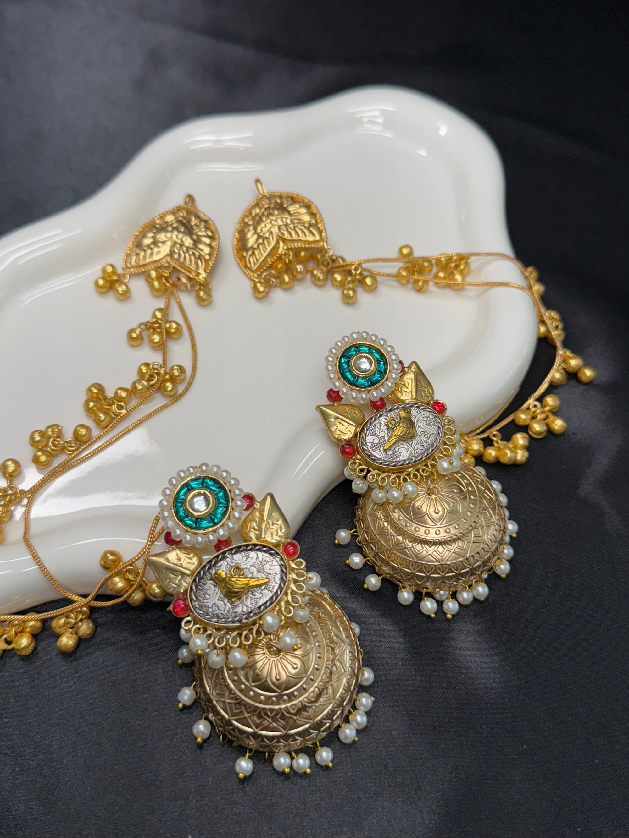 Statement Ear Chain with Jhumkas