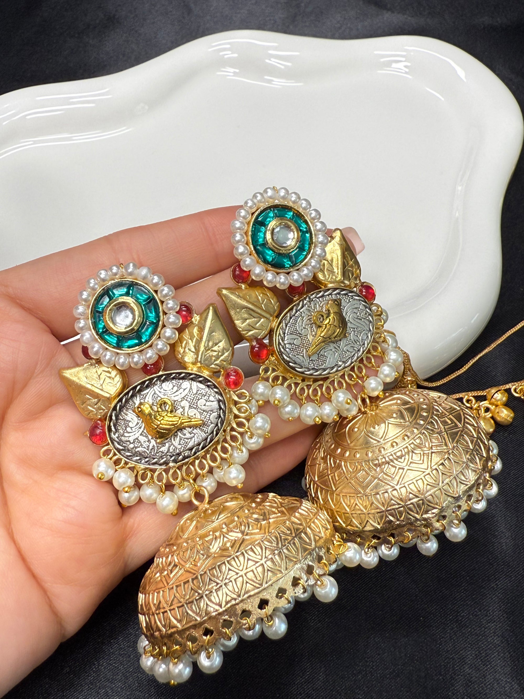 Statement Ear Chain with Jhumkas