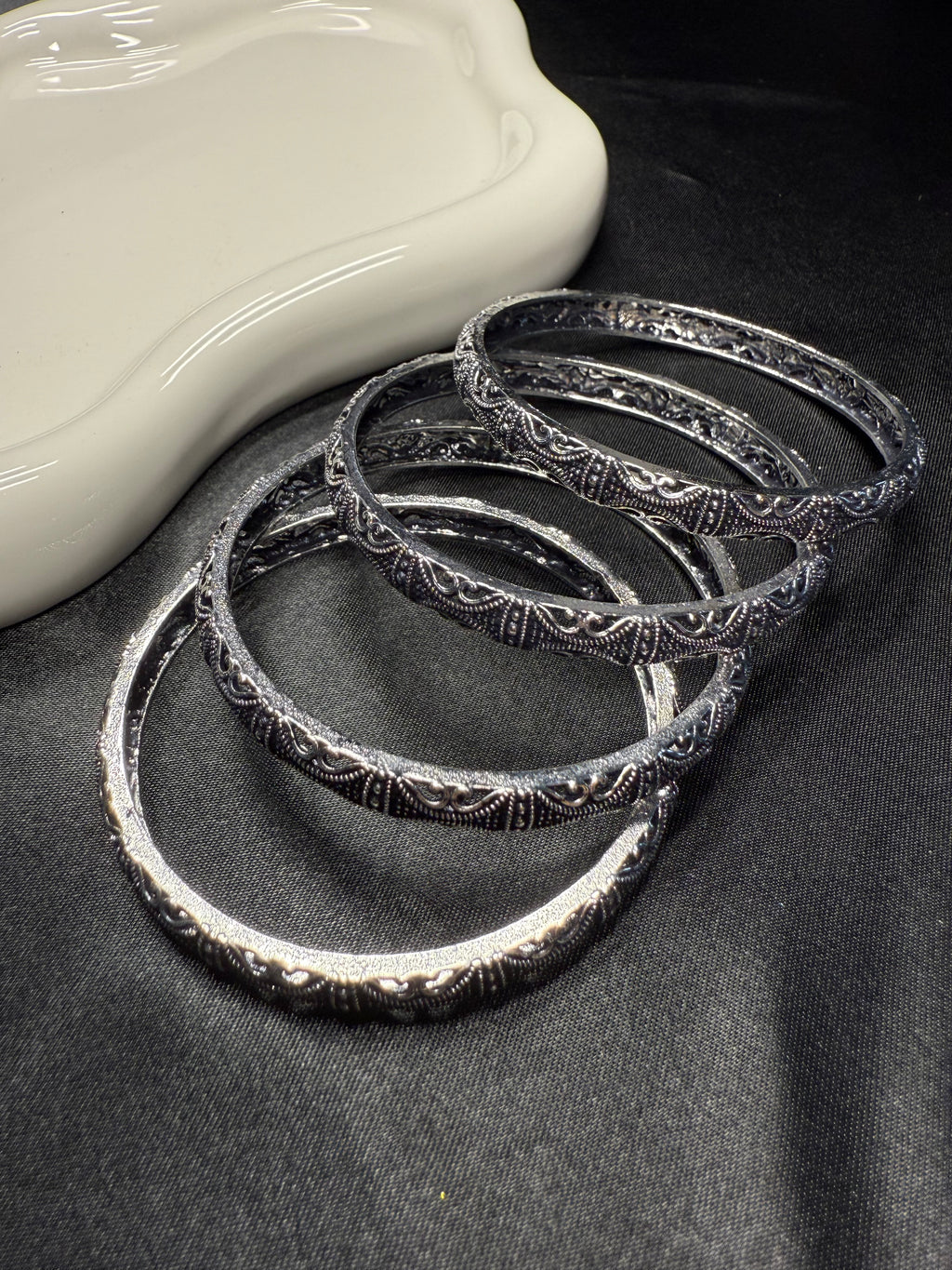 Sleek Silver Bangles 2x4