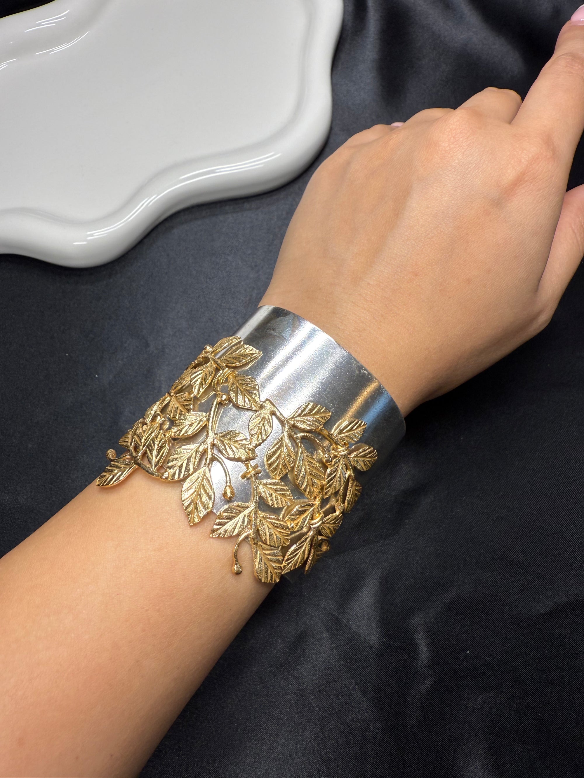 Floral Dual Tone Bracelet