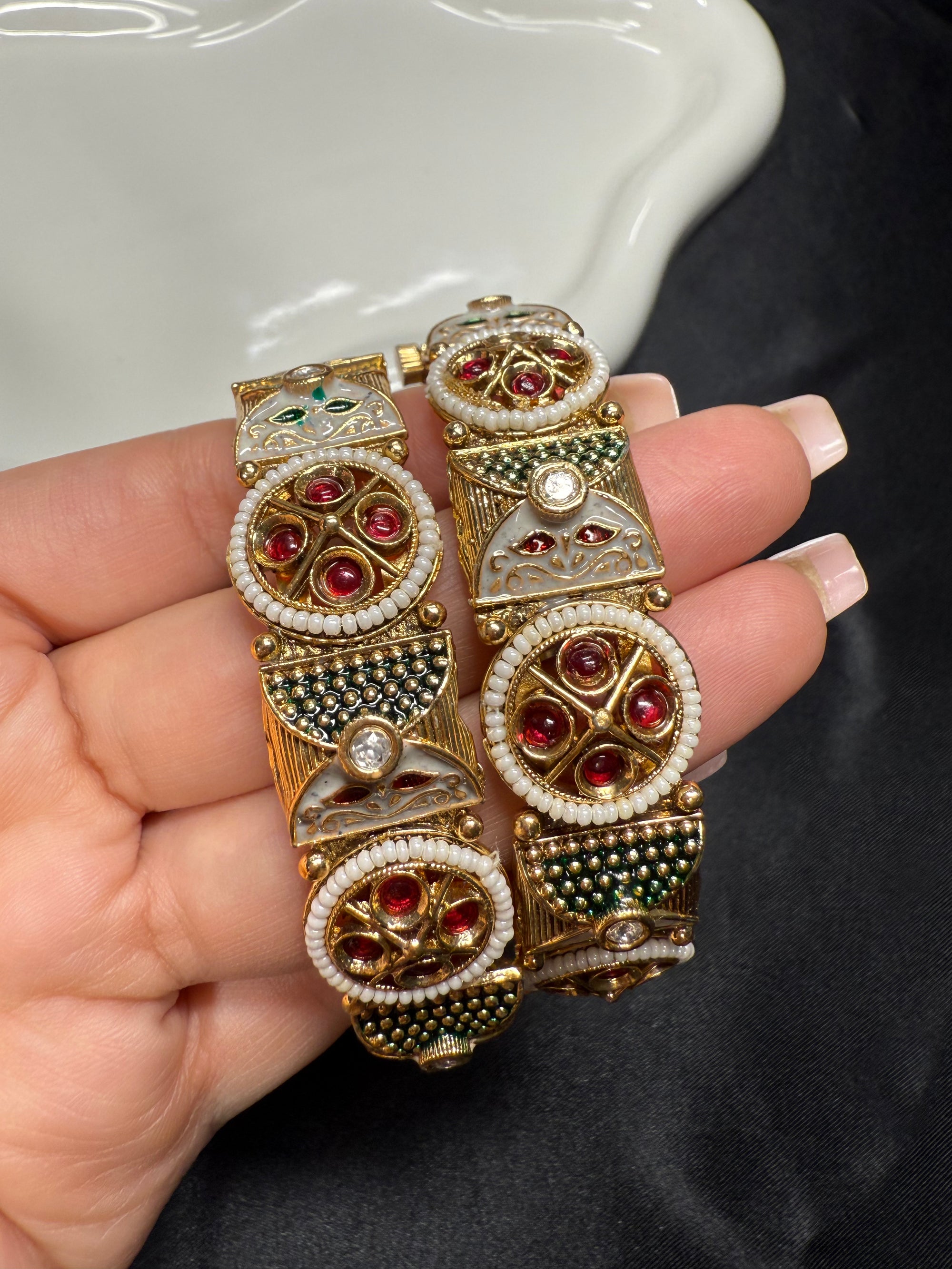 Pearls with Handpainted Kadas - 2.6"