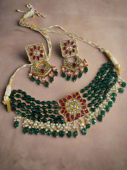 Pachi Kundan Green Choker