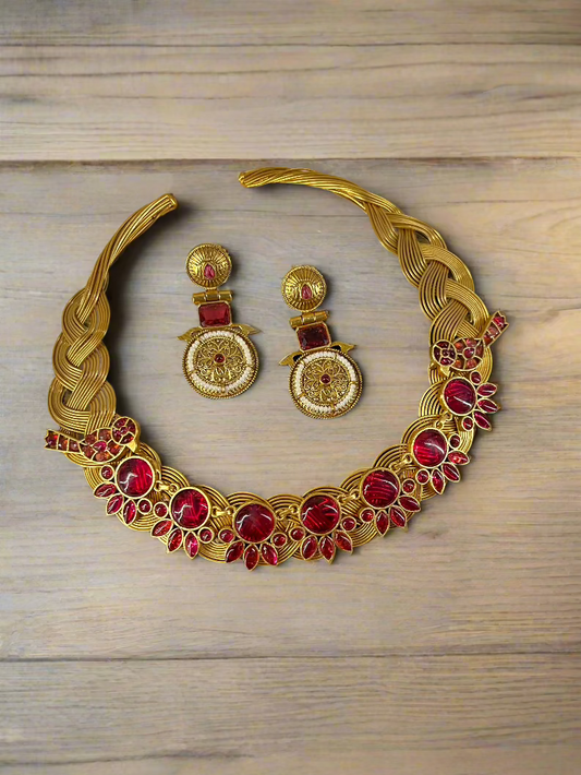 Floral Red Beads Hasli