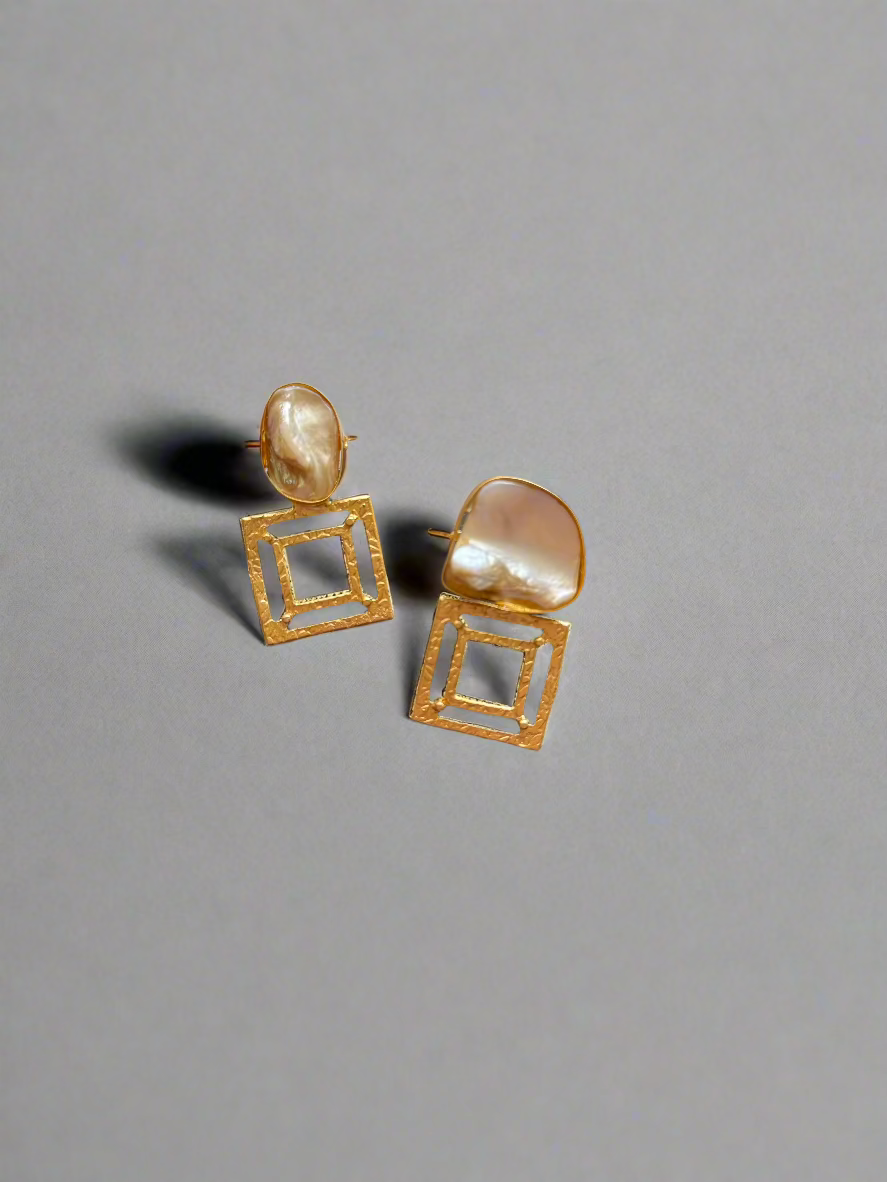 Square Gem Stone Earrings