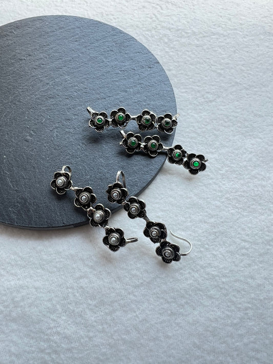 Floral White Earcuffs - Kolor Rhythms