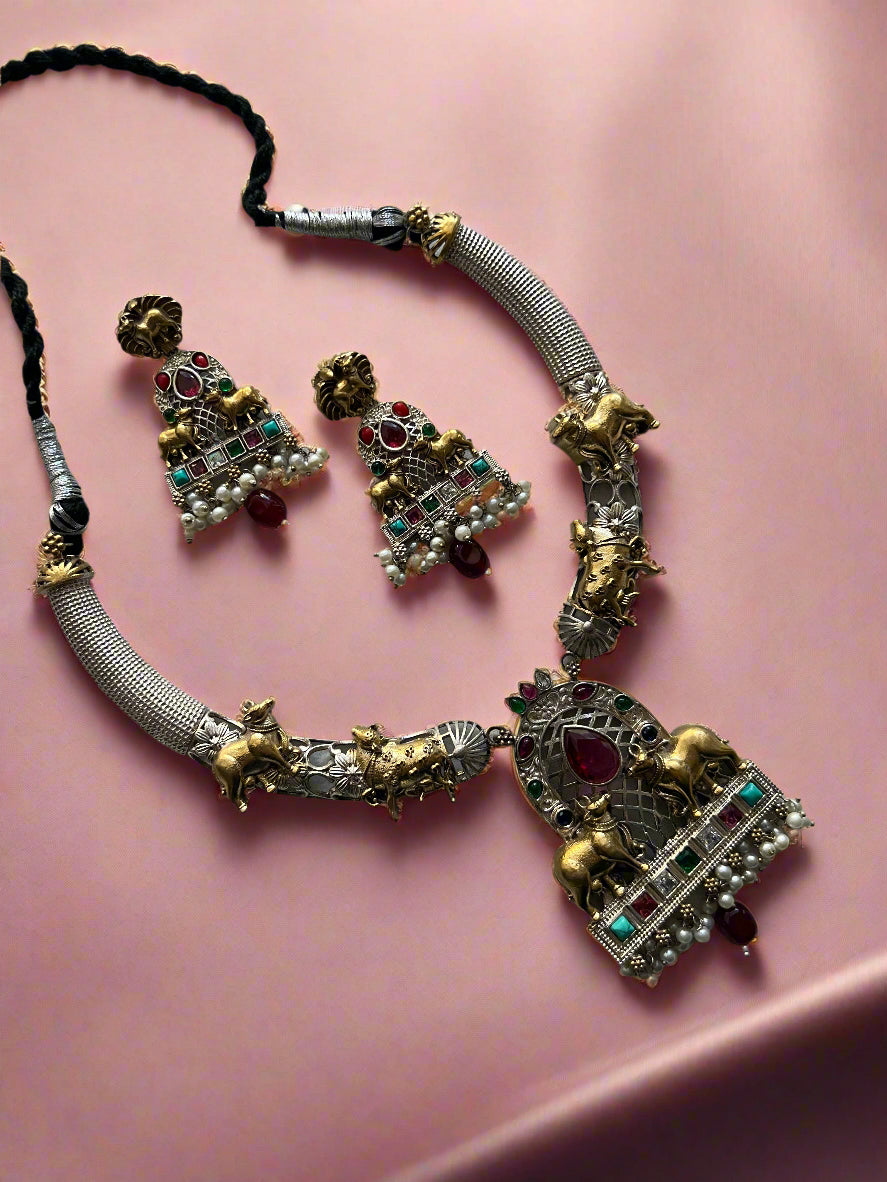 Multi color Nandi Necklace