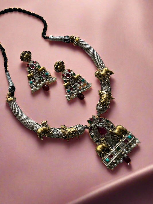 Multi color Nandi Necklace