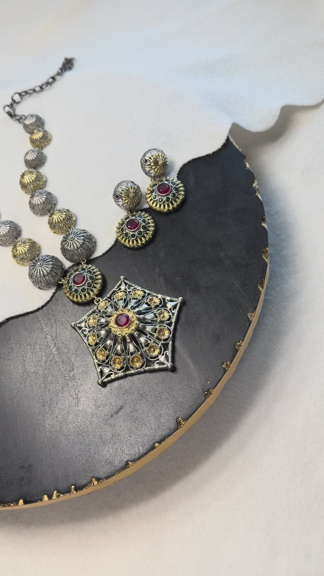 Geometric Dual Tone Necklace